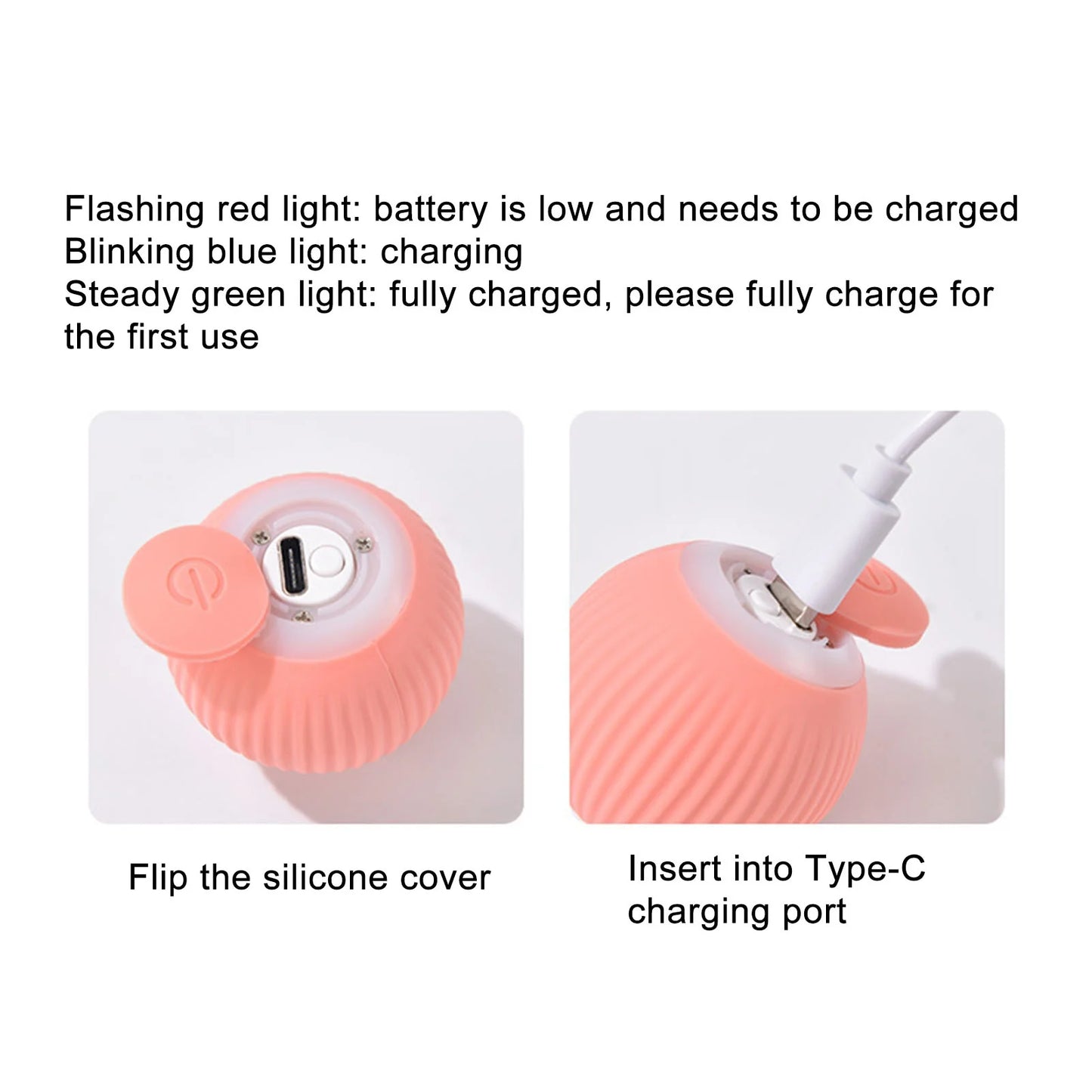 Smart Interactive Cat Toy, Automatic Moving Bouncing Rolling Ball for Indoor Cat Kitten, Self Rotating Ball with Lights and Bell