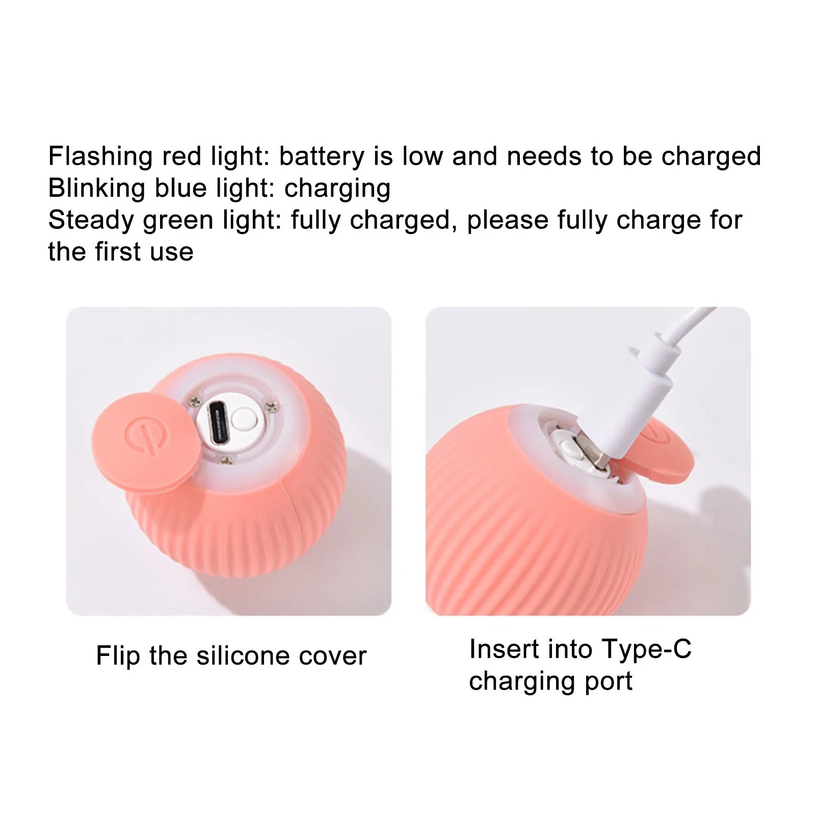 Smart Interactive Cat Toy, Automatic Moving Bouncing Rolling Ball for Indoor Cat Kitten, Self Rotating Ball with Lights and Bell