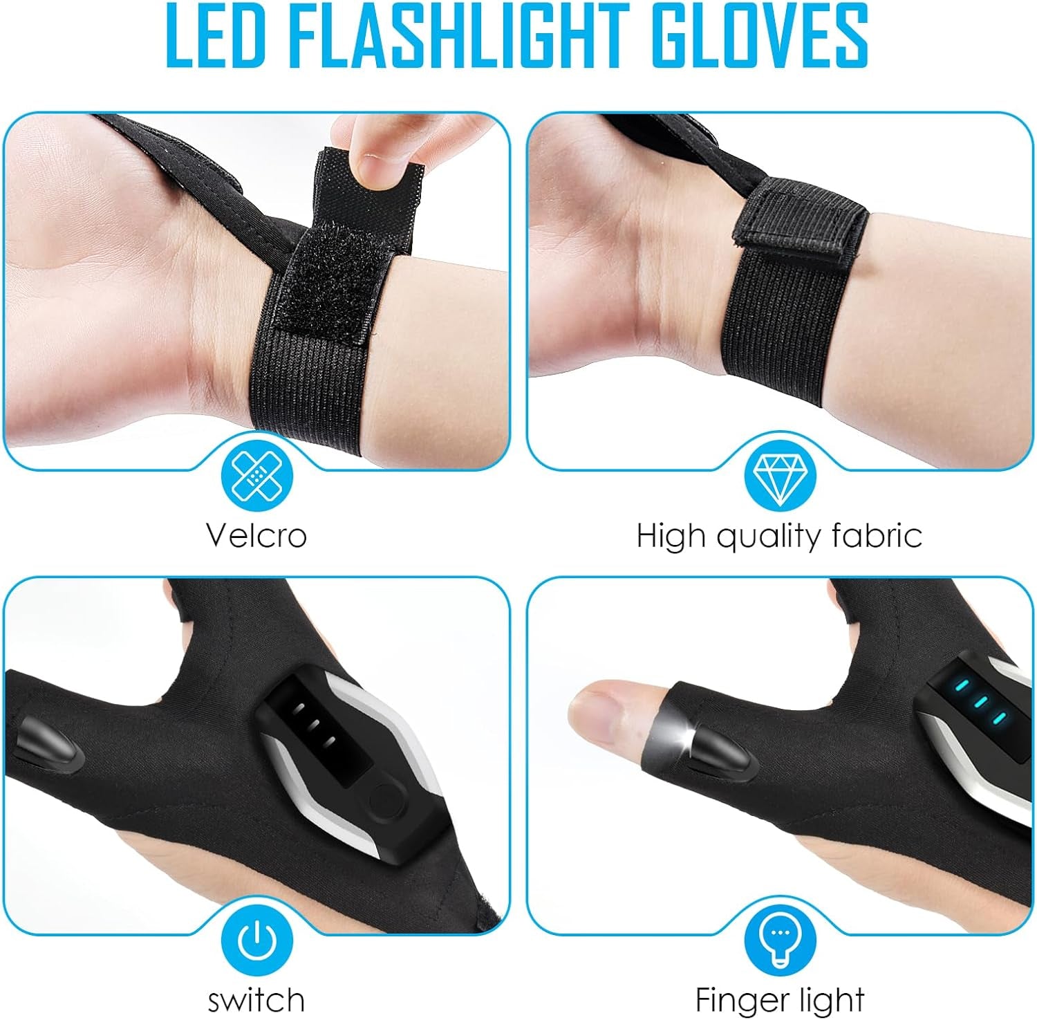 Gifts for Men Flashlight Gloves, Personalized Anniversary Birthday Gifts for Him, Rechargeable Flashlight Gloves for Him Husband Boyfriend Dad, Cool Gadgets Gifts for Men Who Have Everything