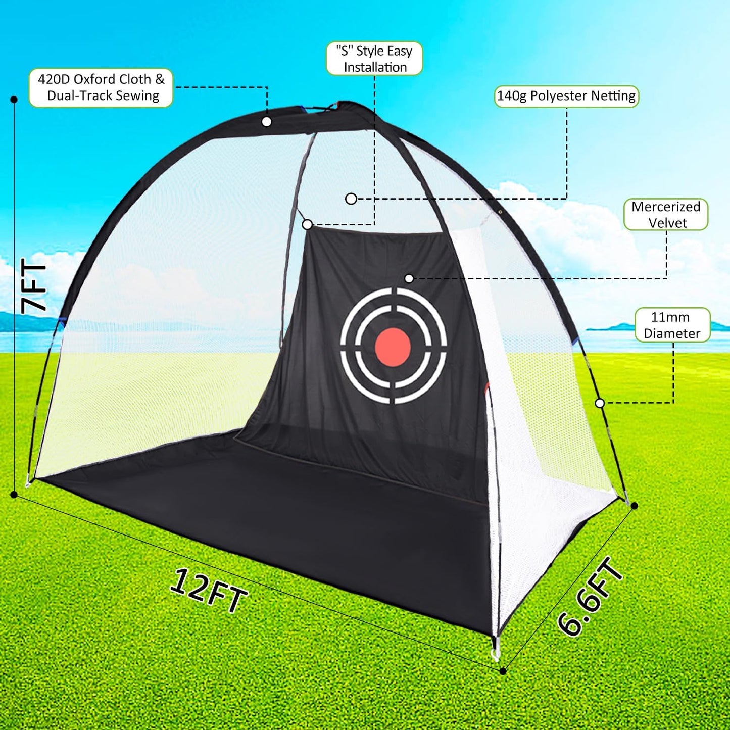 Golf Practice Nets with Real Balls/Turf Mat/Tees/Hat/Target/Bag: 10X7Ft 12X7Ft Gift for Mens Golf Lovers Hitting Driving Chipping Net - Indoor Outdoor Garage Using