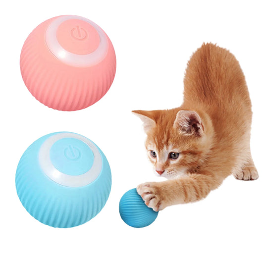 Smart Interactive Cat Toy, Automatic Moving Bouncing Rolling Ball for Indoor Cat Kitten, Self Rotating Ball with Lights and Bell