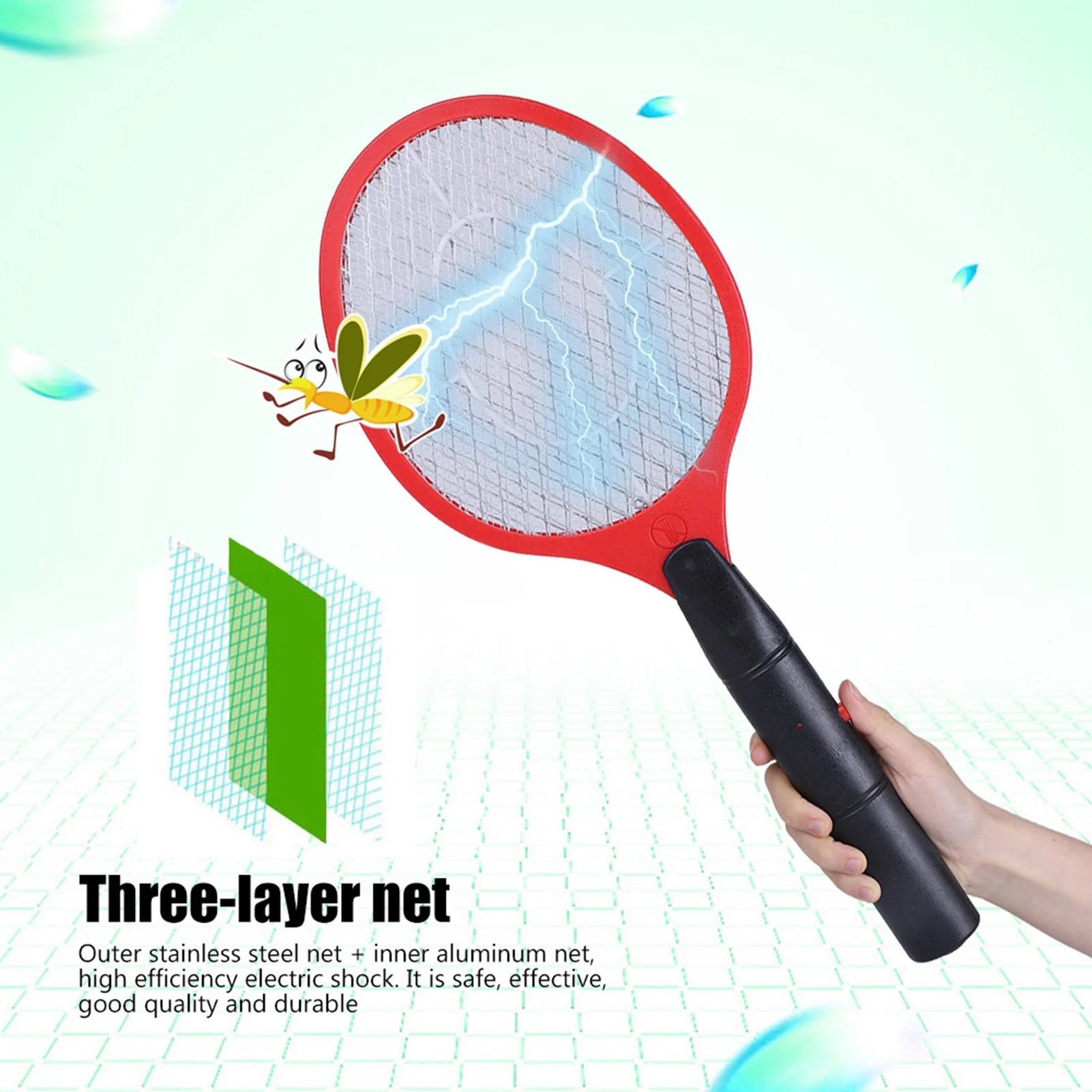 Electric Mosquito Swatter Cordless Battery Power Electric Fly Mosquito Swatter Bug Racket Insects Killer