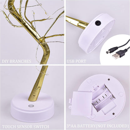 Christmas Tree with Fairy Lights 108-LED, Battery/Usb Operated, DIY Artificial Bonsai Light Tree Lamp Decoration for Gift Home Wedding Holiday (108 Led-Naked Lamp-Warm White)