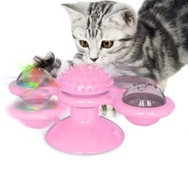 Windmill Cat Toy Interactive Pet Toys for Cats Puzzle Cat Game Toy with Whirligig Turntable for Kitten Brush Teeth Pet Supplies