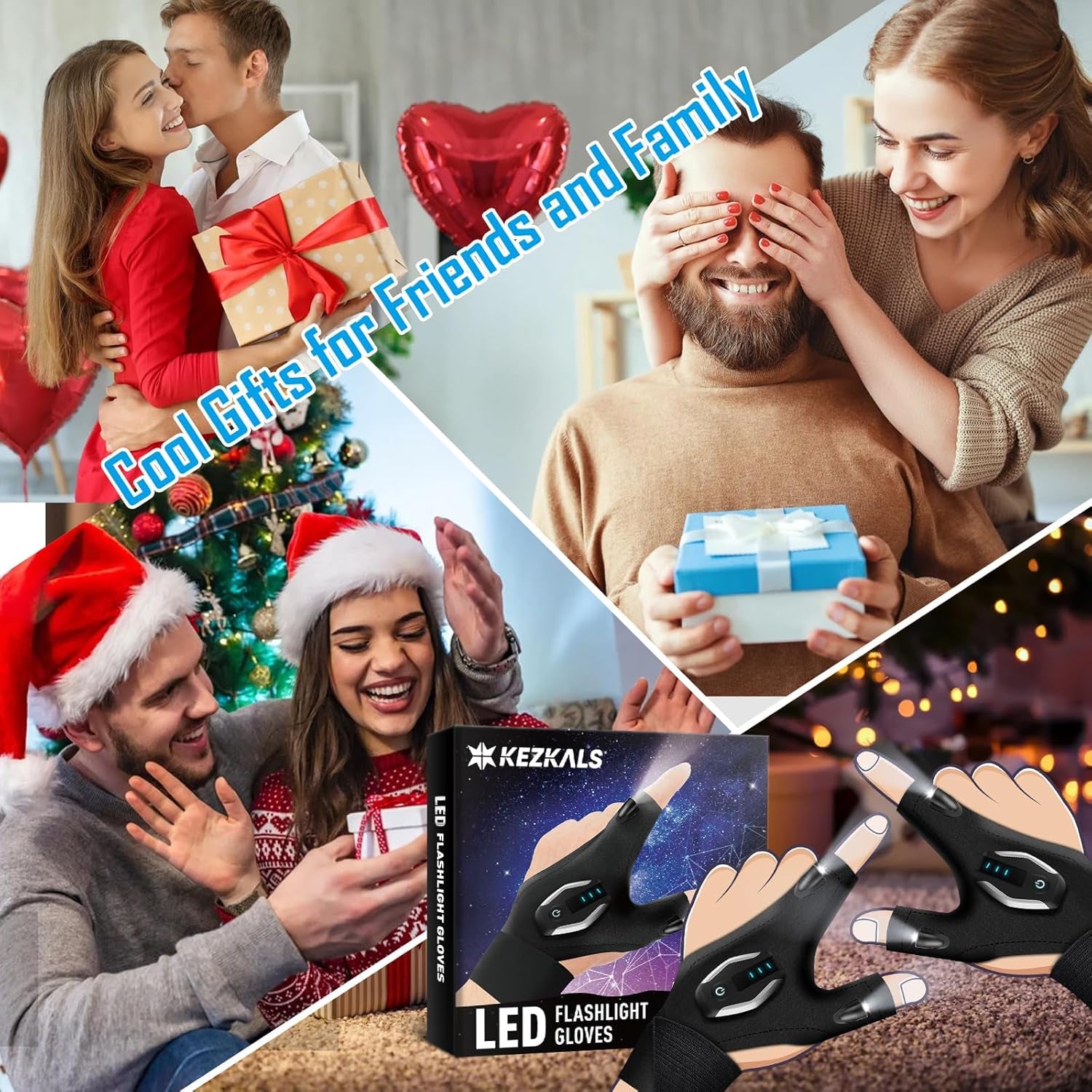 Gifts for Men Flashlight Gloves, Personalized Anniversary Birthday Gifts for Him, Rechargeable Flashlight Gloves for Him Husband Boyfriend Dad, Cool Gadgets Gifts for Men Who Have Everything