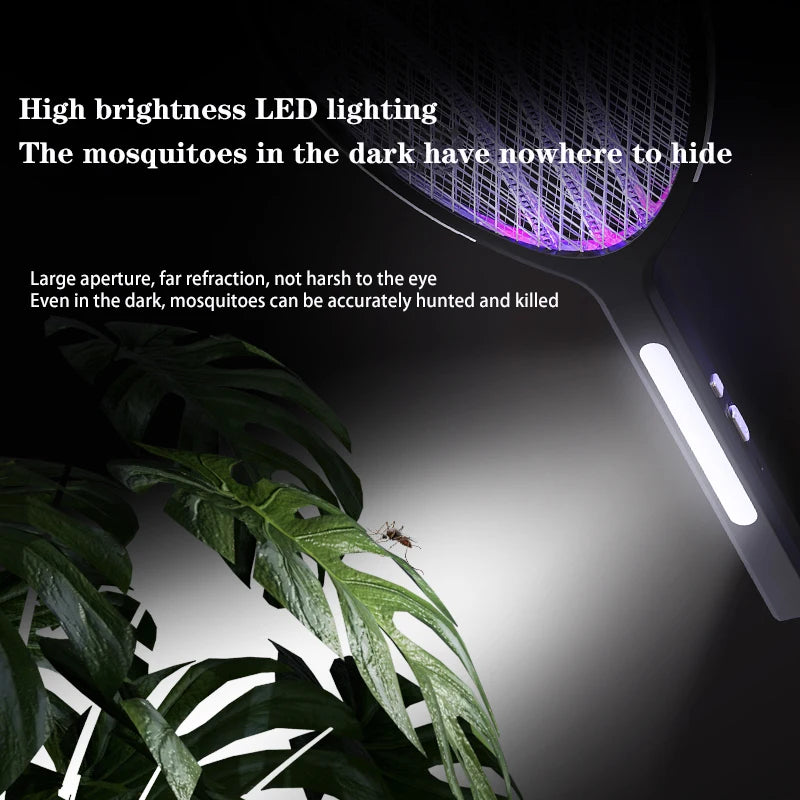 3 in 1 Widening of the Power Grid Electric Mosquito Swatter 3000V C-Type Charging Mosquito and Fly Killer