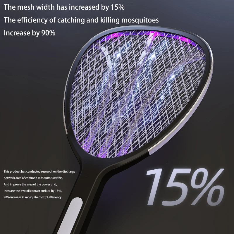 3 in 1 Widening of the Power Grid Electric Mosquito Swatter 3000V C-Type Charging Mosquito and Fly Killer
